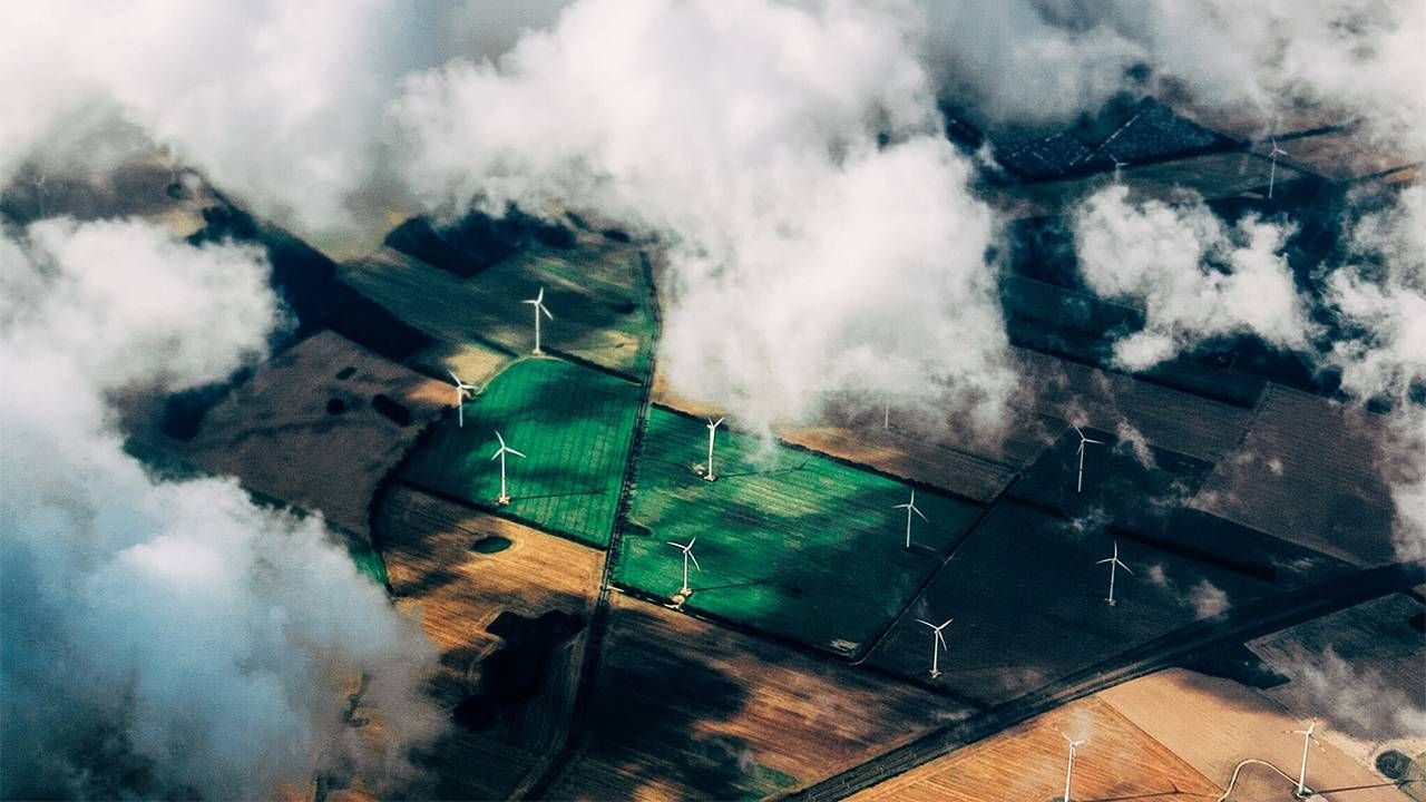 An aerial view of wind turbines. Next Avenue, Socially responsible investing, ESG investing