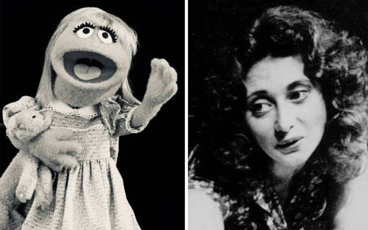 A photo collage of Prairie Dawn and her puppeteer Fran Brill. Next Avenue, PBS