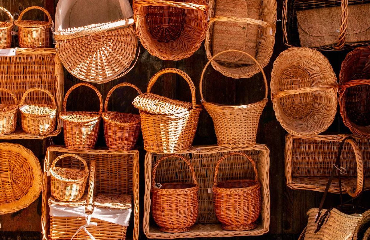 A collection of multiple woven baskets. Next Avenue, stuff, downsizing, hoarding