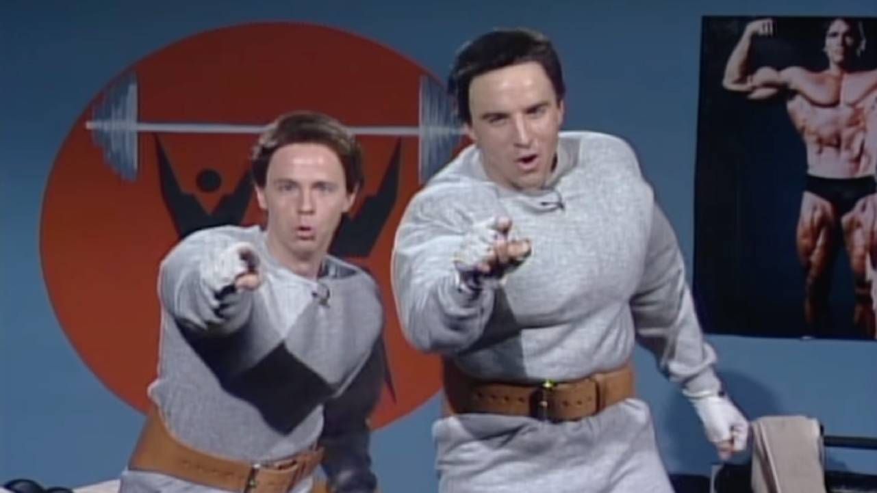 A still from an SNL skit, Hanz and Franz. Next Avenue, Kevin Nealon