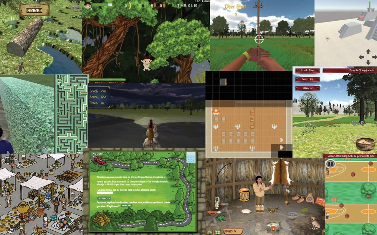 A collage of stills from a video game.