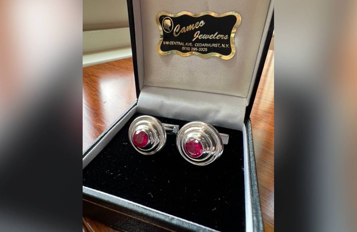 A pair of cufflinks in a jewelry box. Next Avenue, family heirlooms