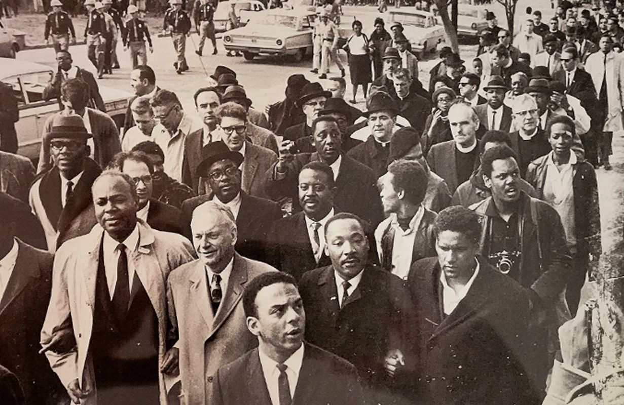 A newspaper clipping photo. Next Avenue, selma march, martin luther king jr.