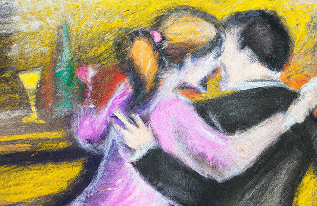 A painting of two people dancing at a bar. Next Avenue
