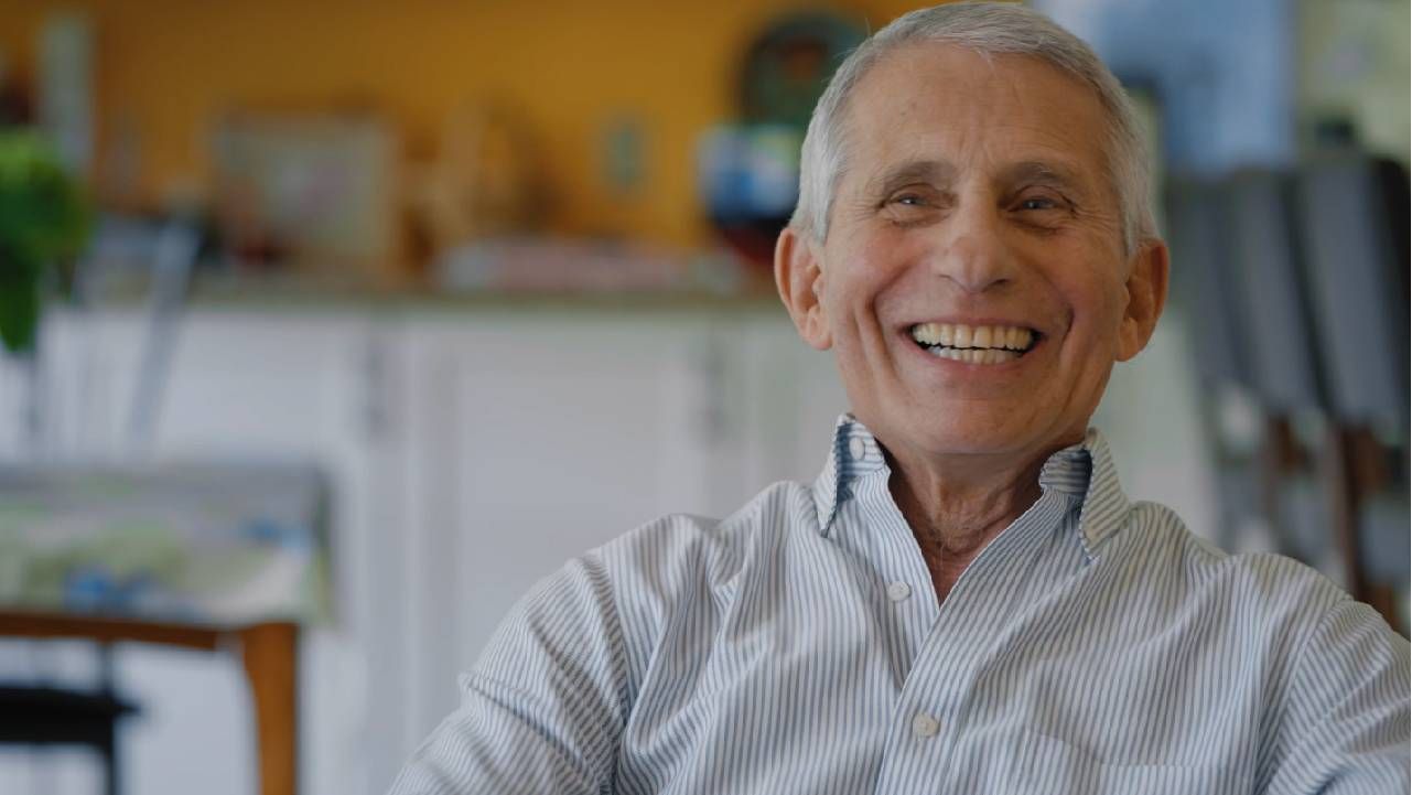 A man sitting down and laughing. Next Avenue, Dr. Anthony Fauci, pbs, documentary, retirement