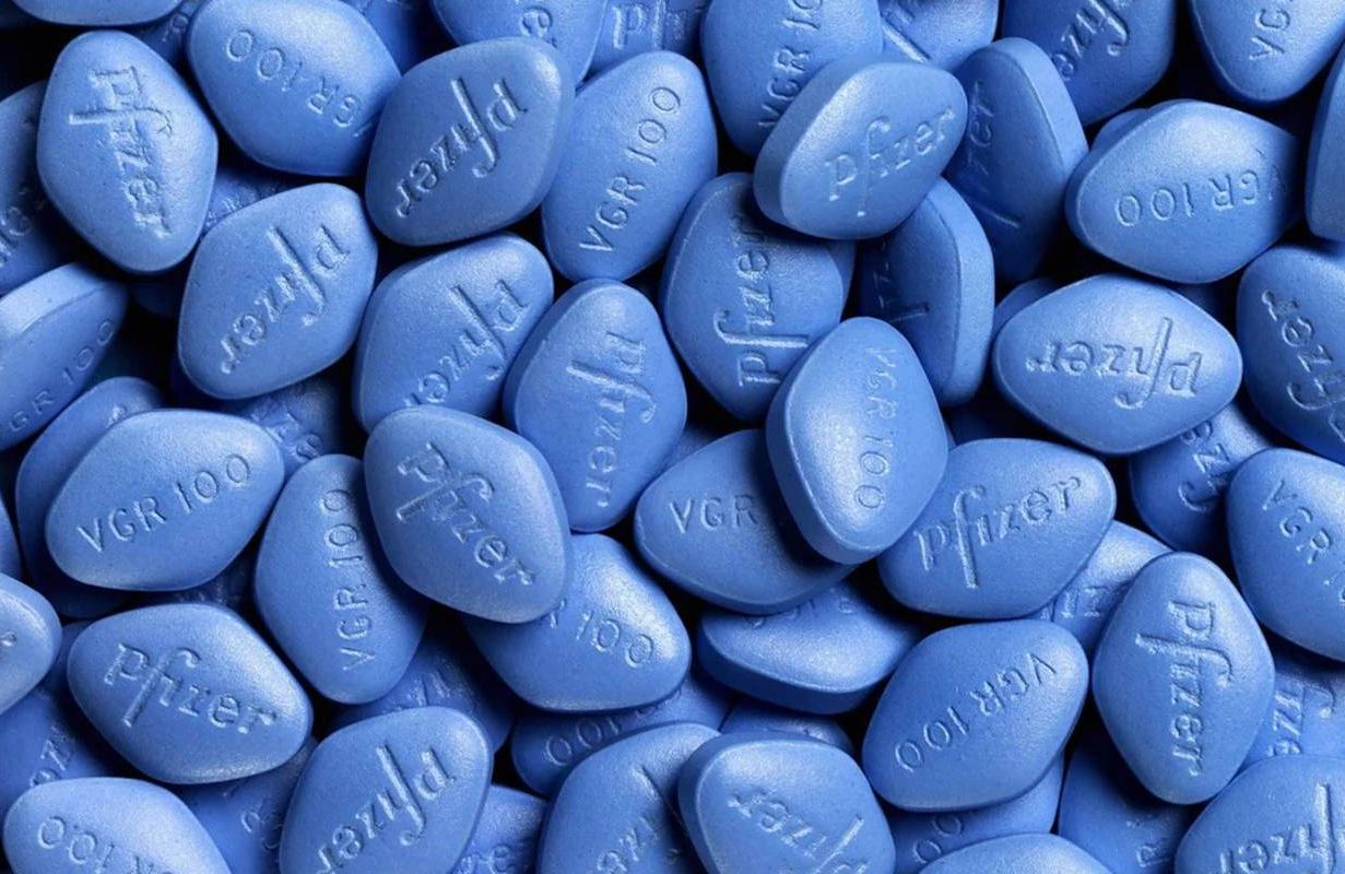 A pile of small blue viagra pills. Next Avenue, viagra, history, 25 anniversary