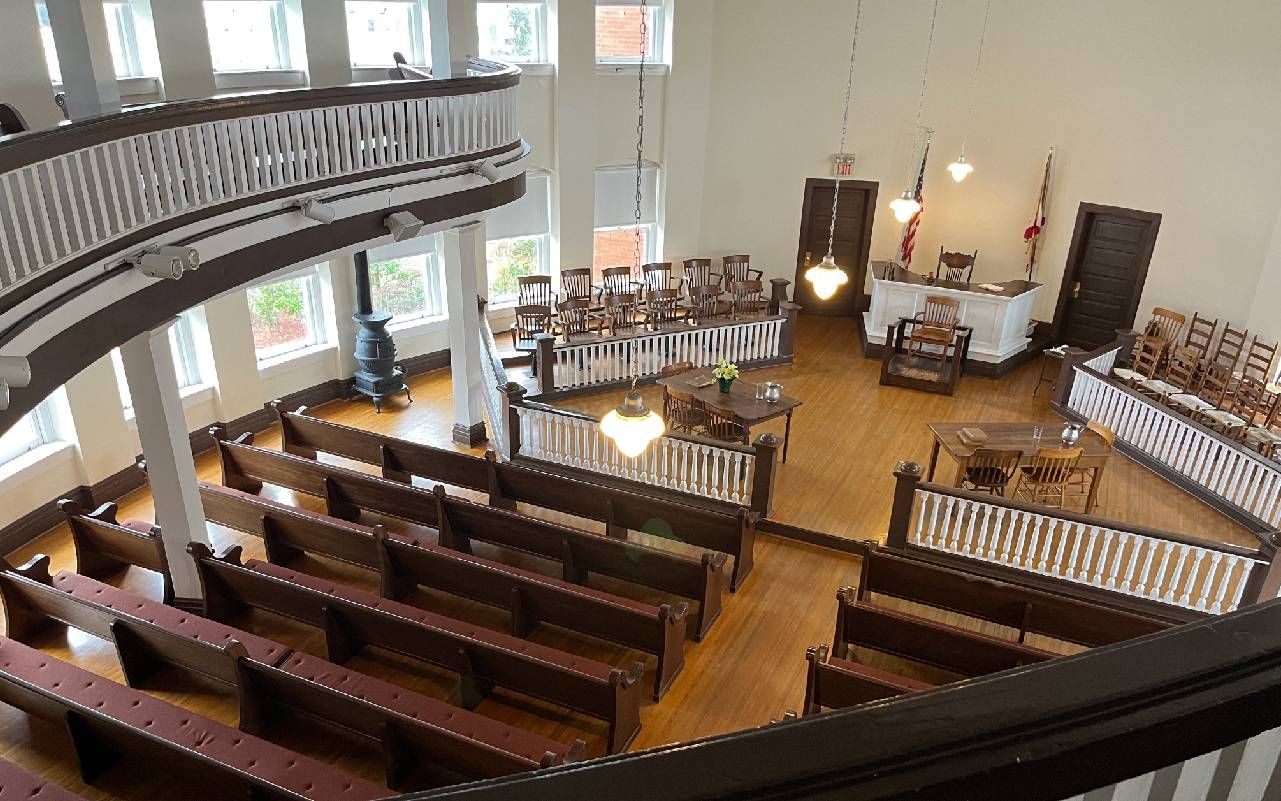 Interior of a courtroom. Next Avenue, Atticus Finch