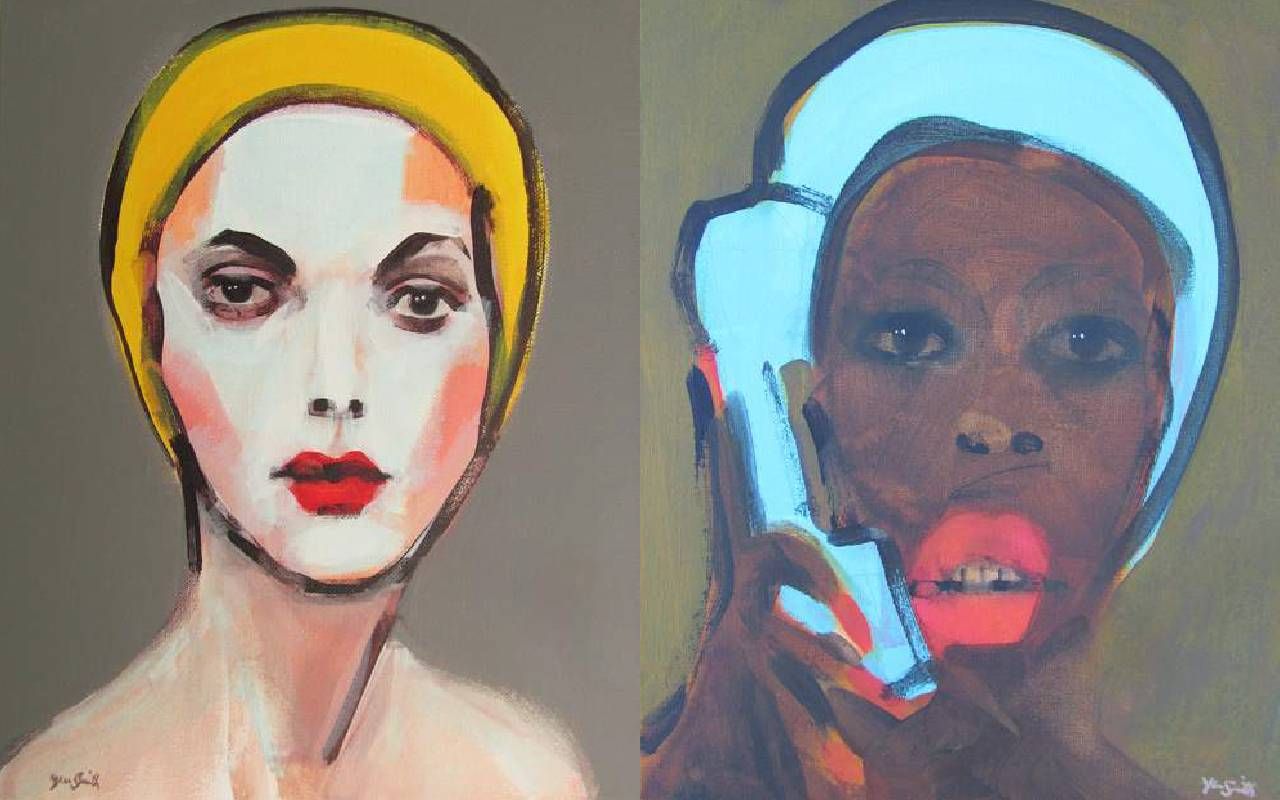 Two painted portraits. Next Avenue, artist paintings, Jean Smith