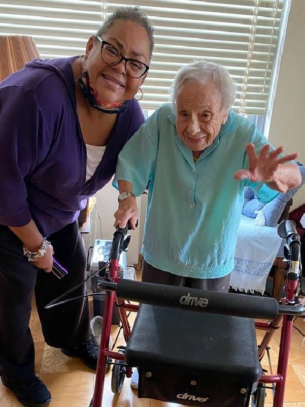 Two women smiling together. Next Avenue, Century Lives Podcast