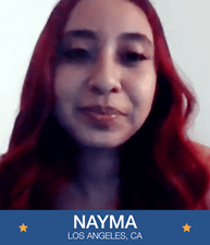 Nayma, a young caregiver from Los Aneles, CA