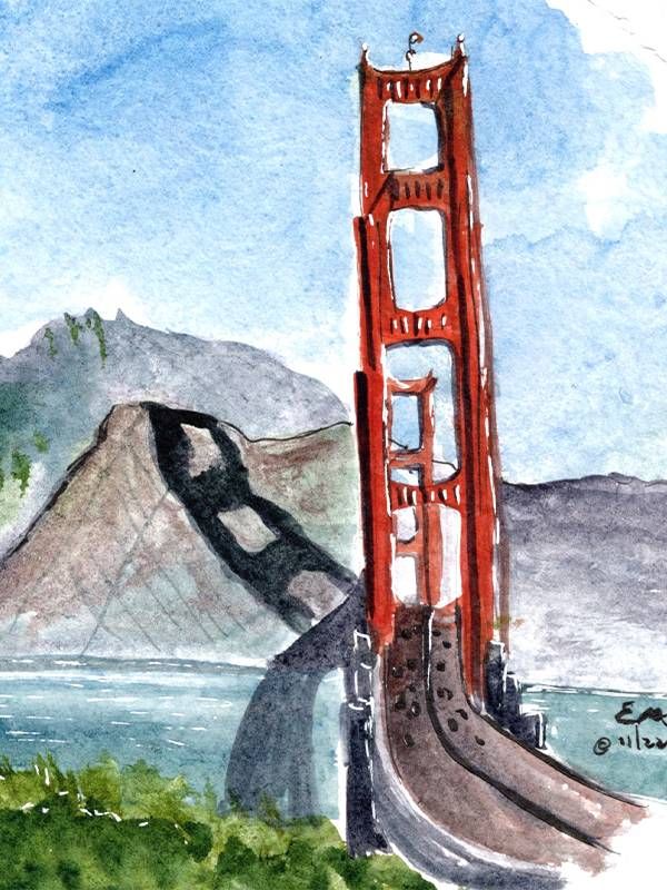 A colorful sketch of the golden gate bridge. Next Avenue