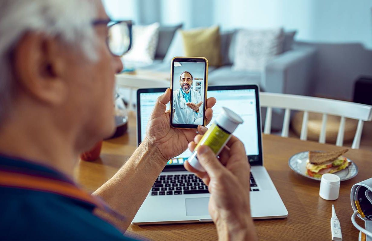 A person during a telehealth appointment