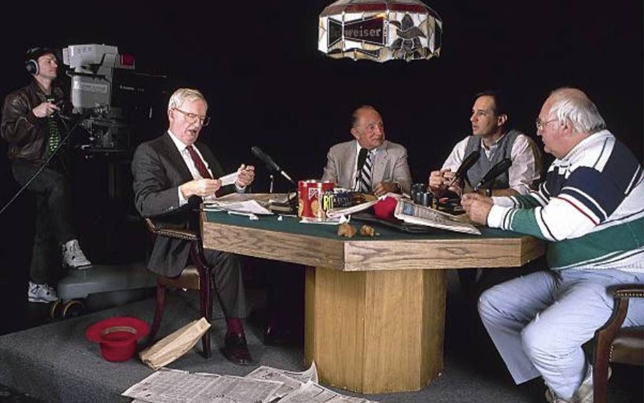 Four men sitting around a table. Next Avenue, Sportswriters on TV