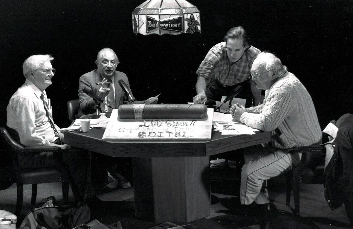 Four men sitting around a table. Next Avenue, Sportswriters on TV