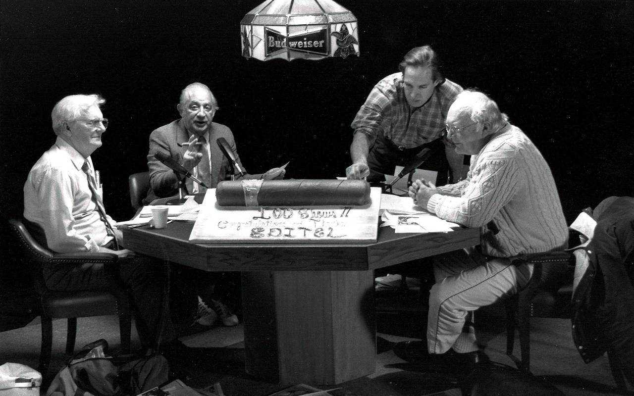 Four men sitting around a table. Next Avenue, Sportswriters on TV