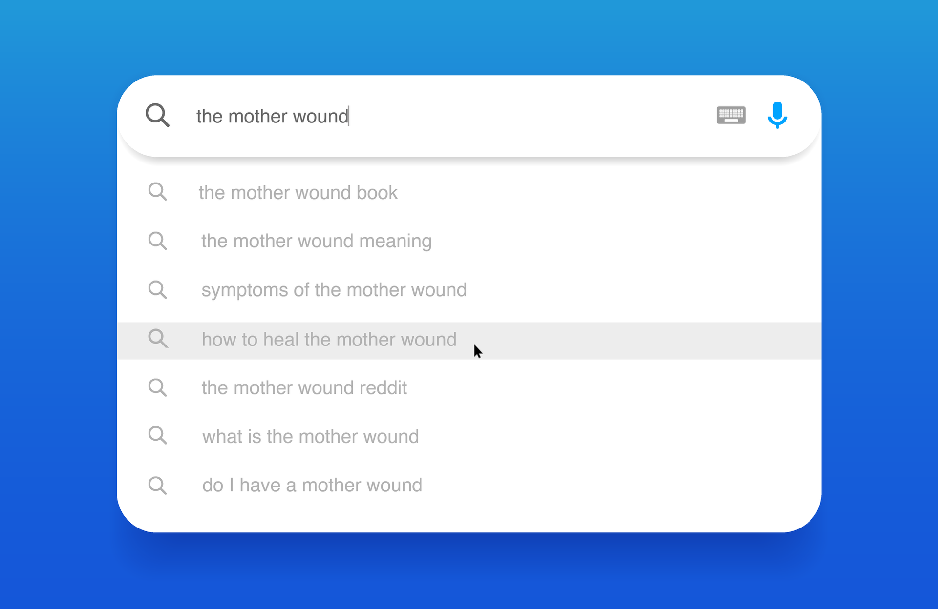 An illustration of a google search for "mother wound"