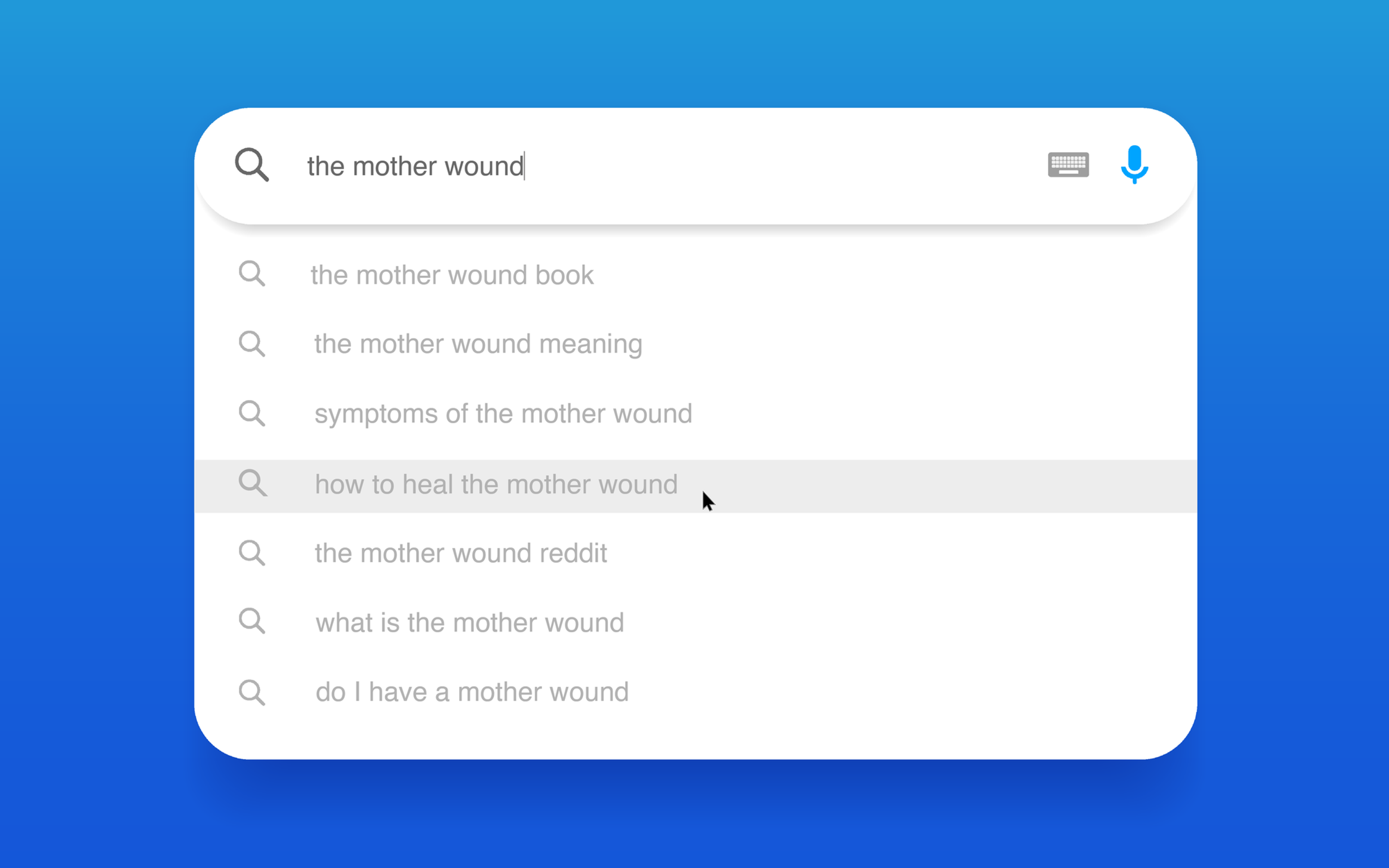 An illustration of a google search for "mother wound"