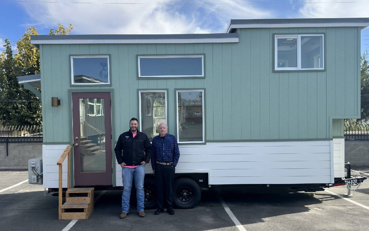 Nick Mosley, owner of California Tiny House (on left) and Dan Fitzpatrick, president of the Tiny Home Industry Association