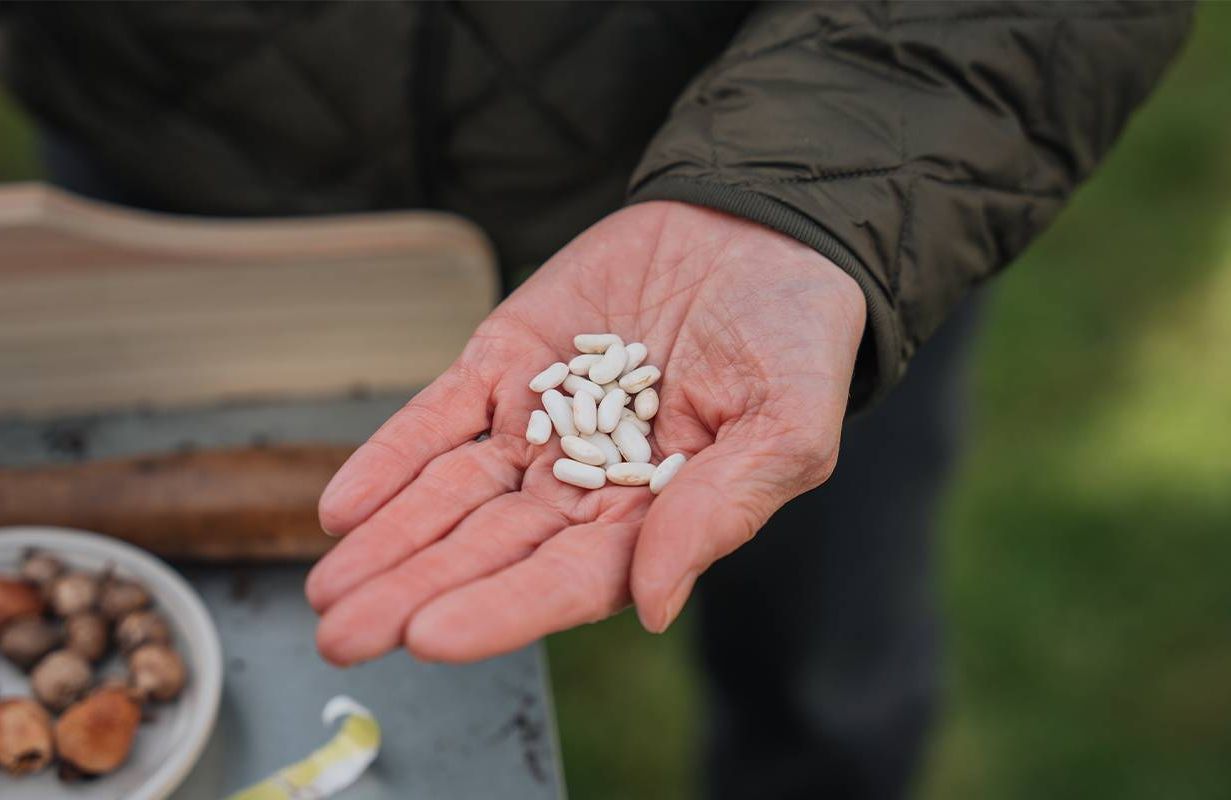 A man holding dired seeds in his hand, showing what the longevity diet consists of. Next Avenue
