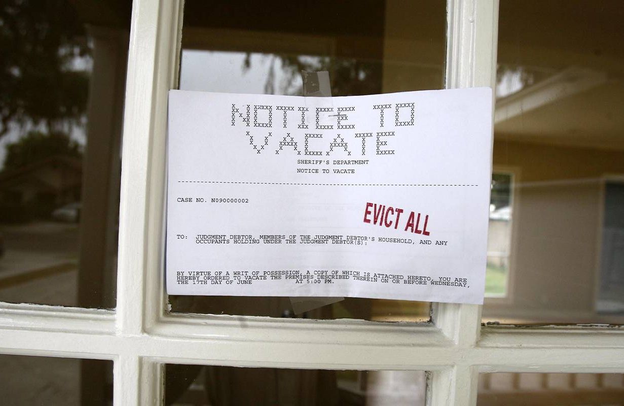 An eviction notice posted on a person's front door. Next Avenue