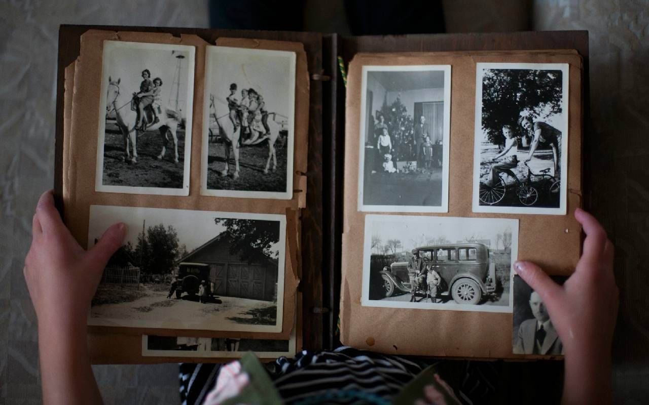 An arial view of a vintage family photo album. Next Avenue