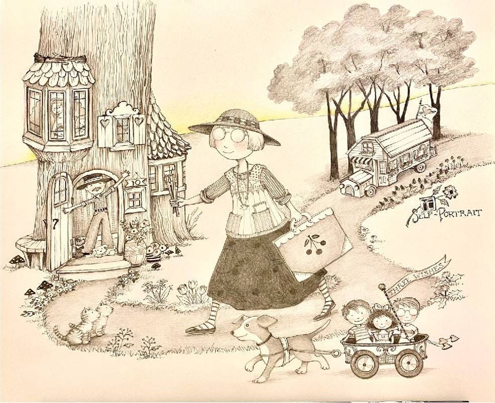 A black and white illustration. Next Avenue, Mary Engelbreit