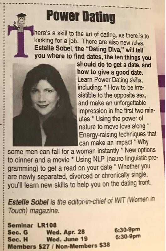 A newspaper clipping for power dating. Next Avenue,