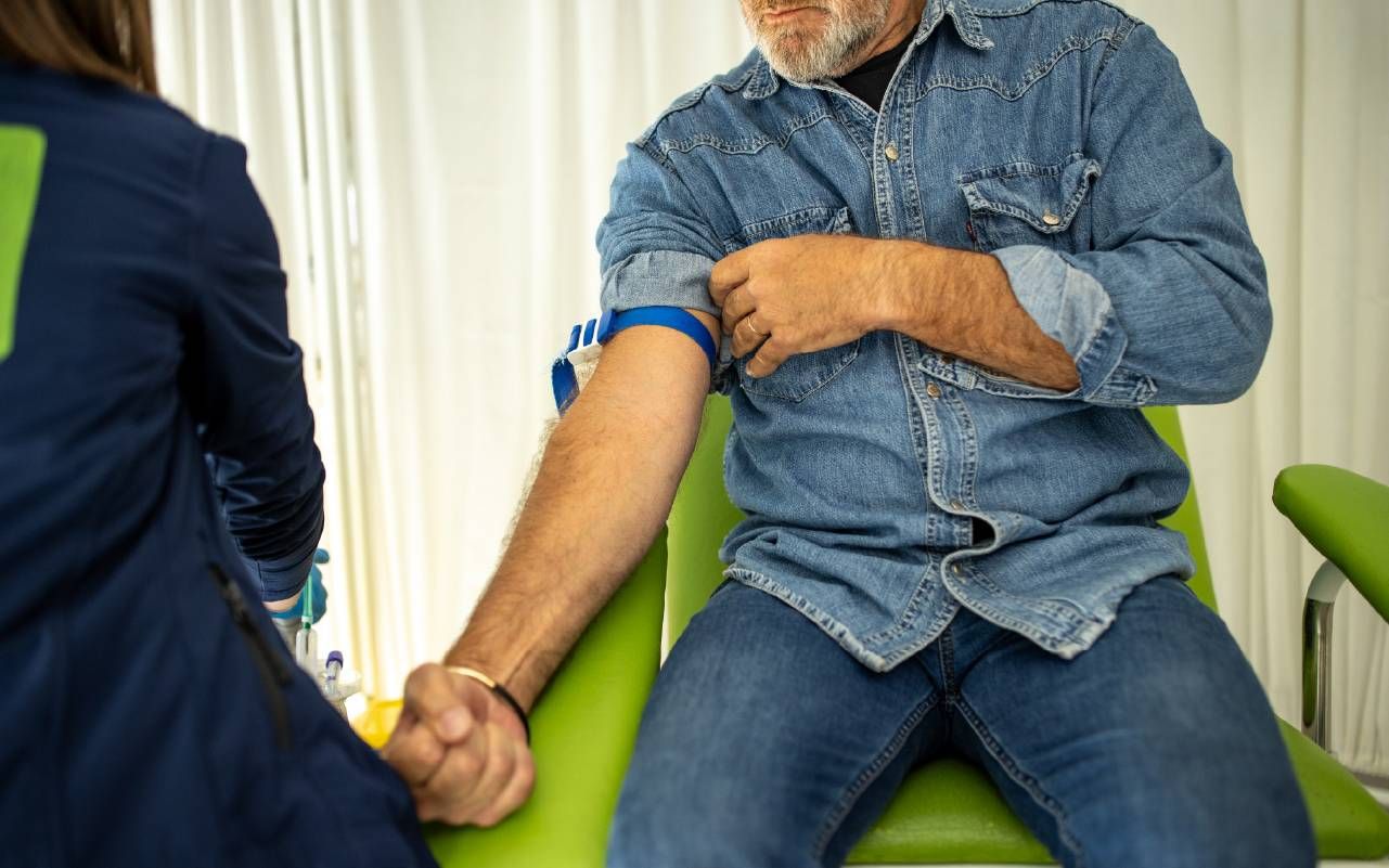 A person preparing for a blood test. Next Avenue, colon cancer screening, blood test