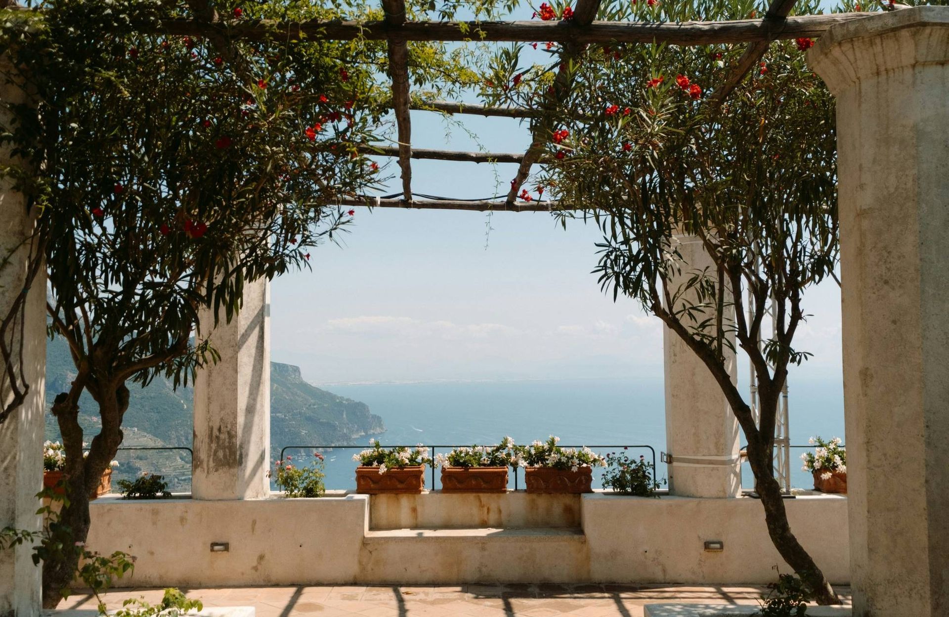 Exterior view of a patoe looking out into the ocean. Next Avenue, travel, rewards