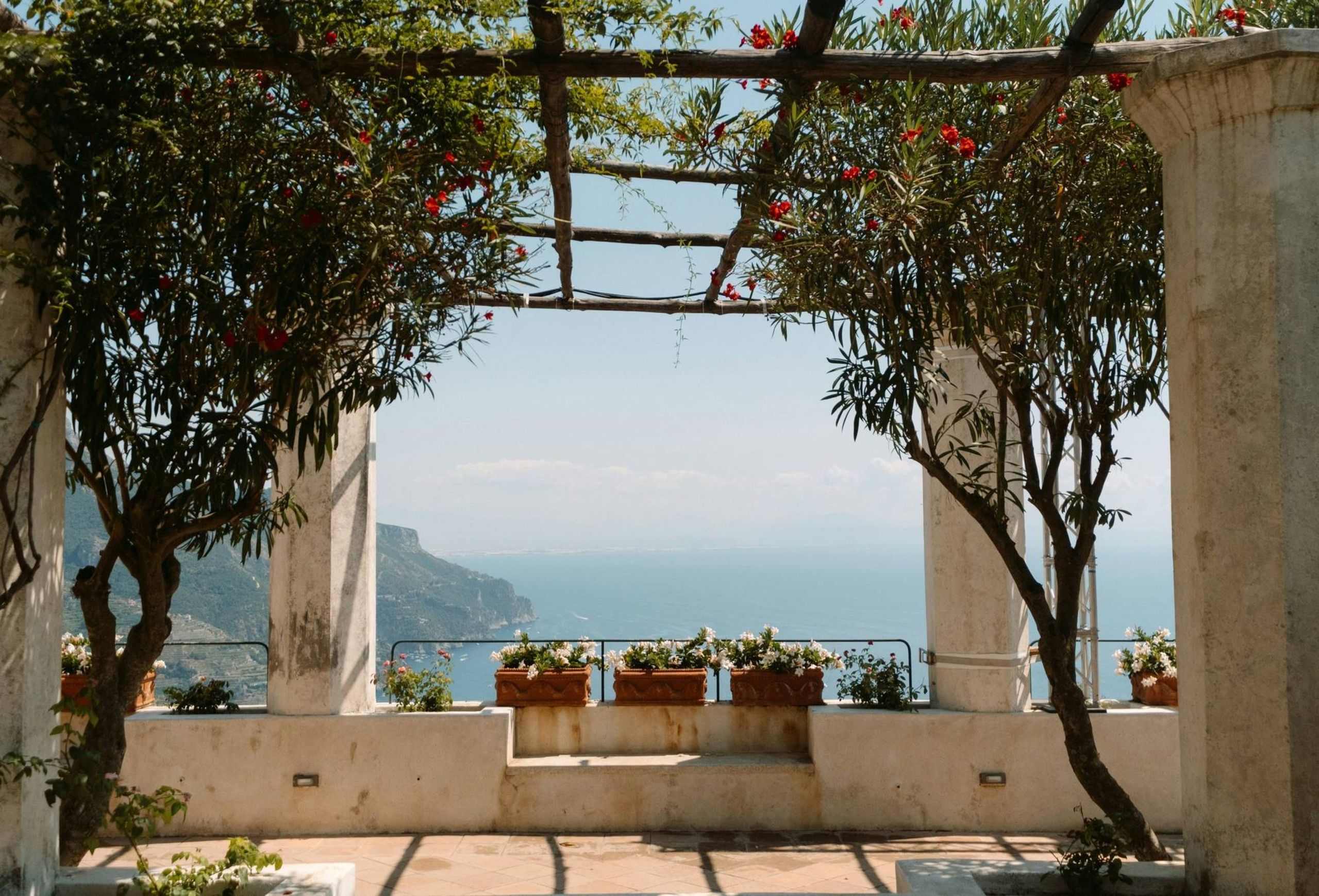 Exterior view of a patoe looking out into the ocean. Next Avenue, travel, rewards