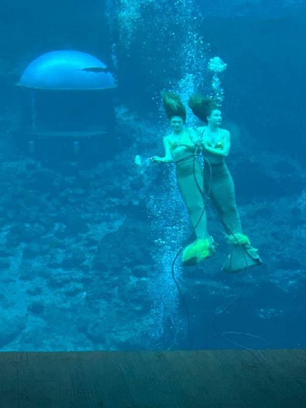 A woman holding a mermaid figurine at a pool. Next Avenue, grief, loss,
