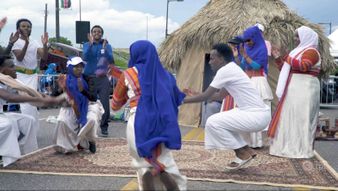 a group of people dancing