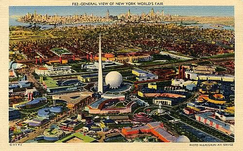 The Trylon and the Perisphere monuments: 1939 New York World's Fair.