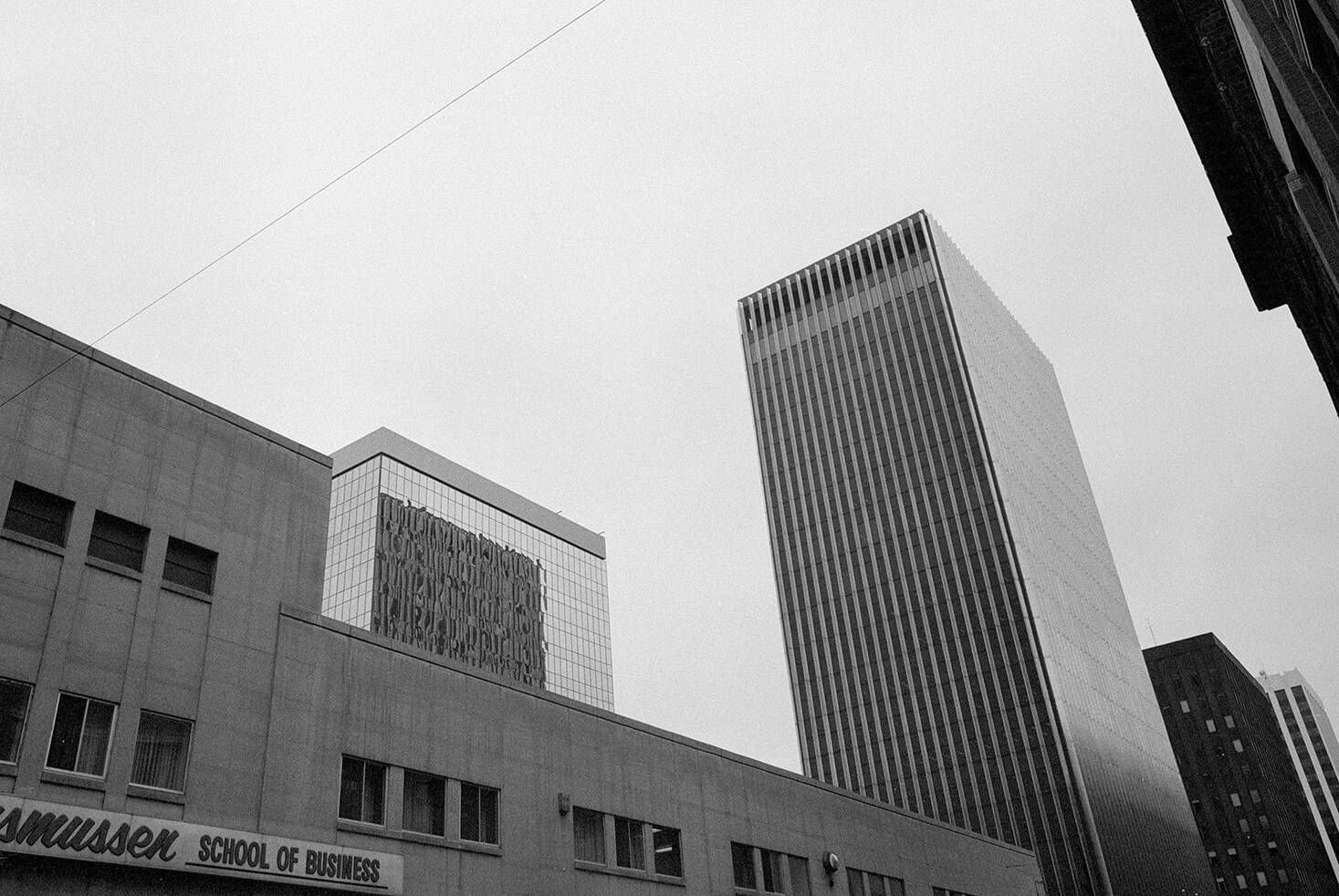Black and White photo of buildings