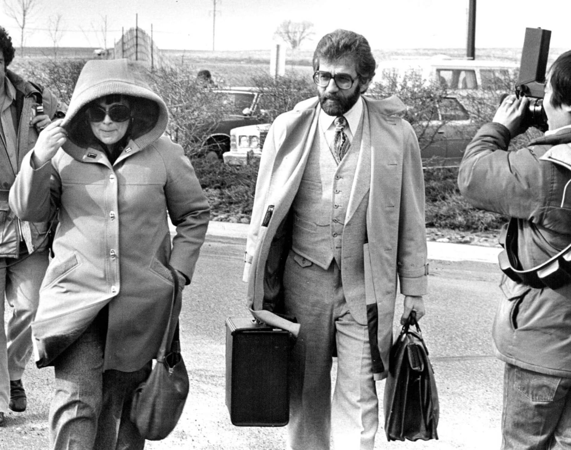 April 3, 1979 Marjorie Caldwell and her attorney, Ron Meshbesher, walked to the Dakota County Courthouse in Hastings. Photo credit: Art Hager, Minneapolis Star Tribune