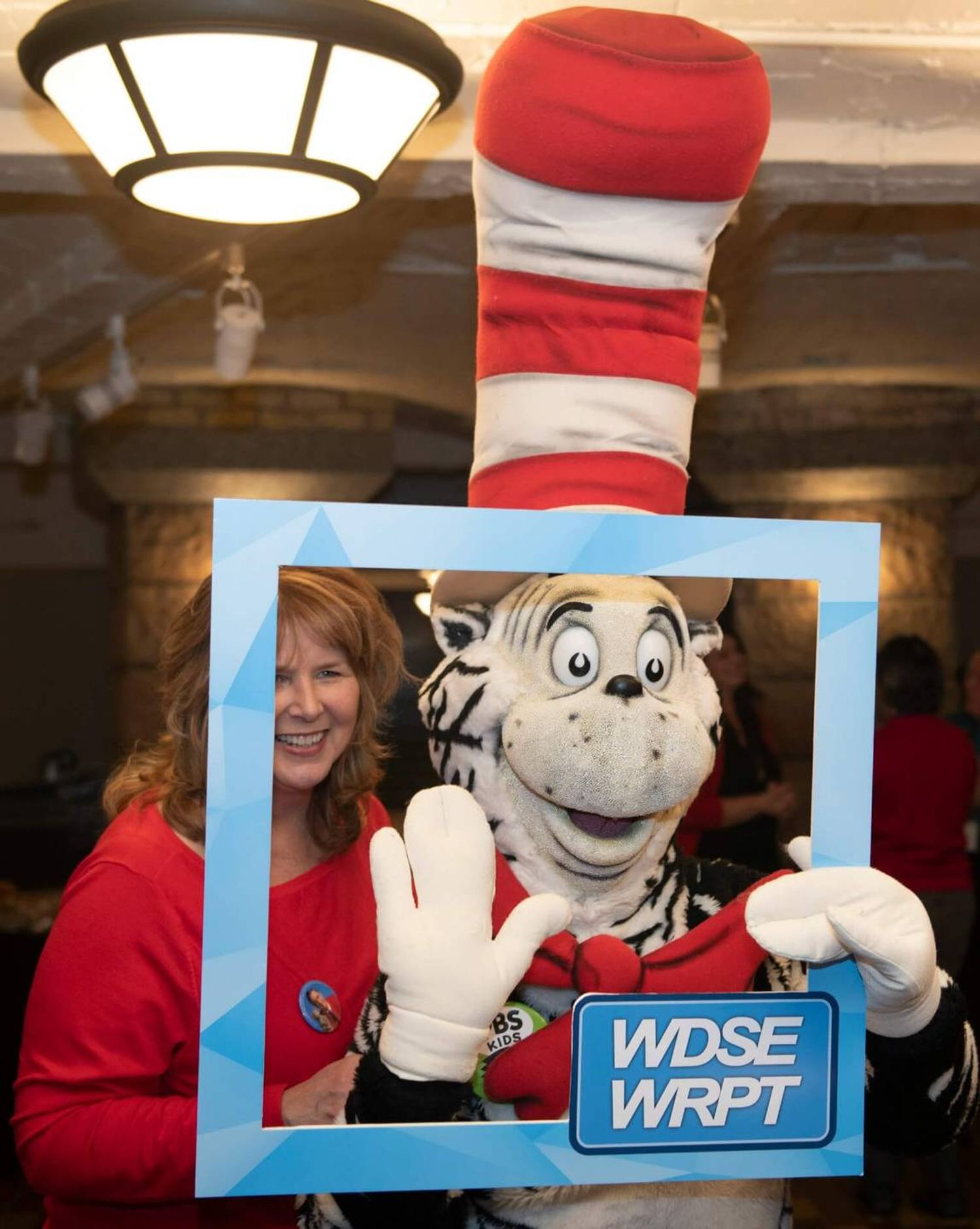 Patty Mester (WDSE-WRPT) with Cat in the Hat.