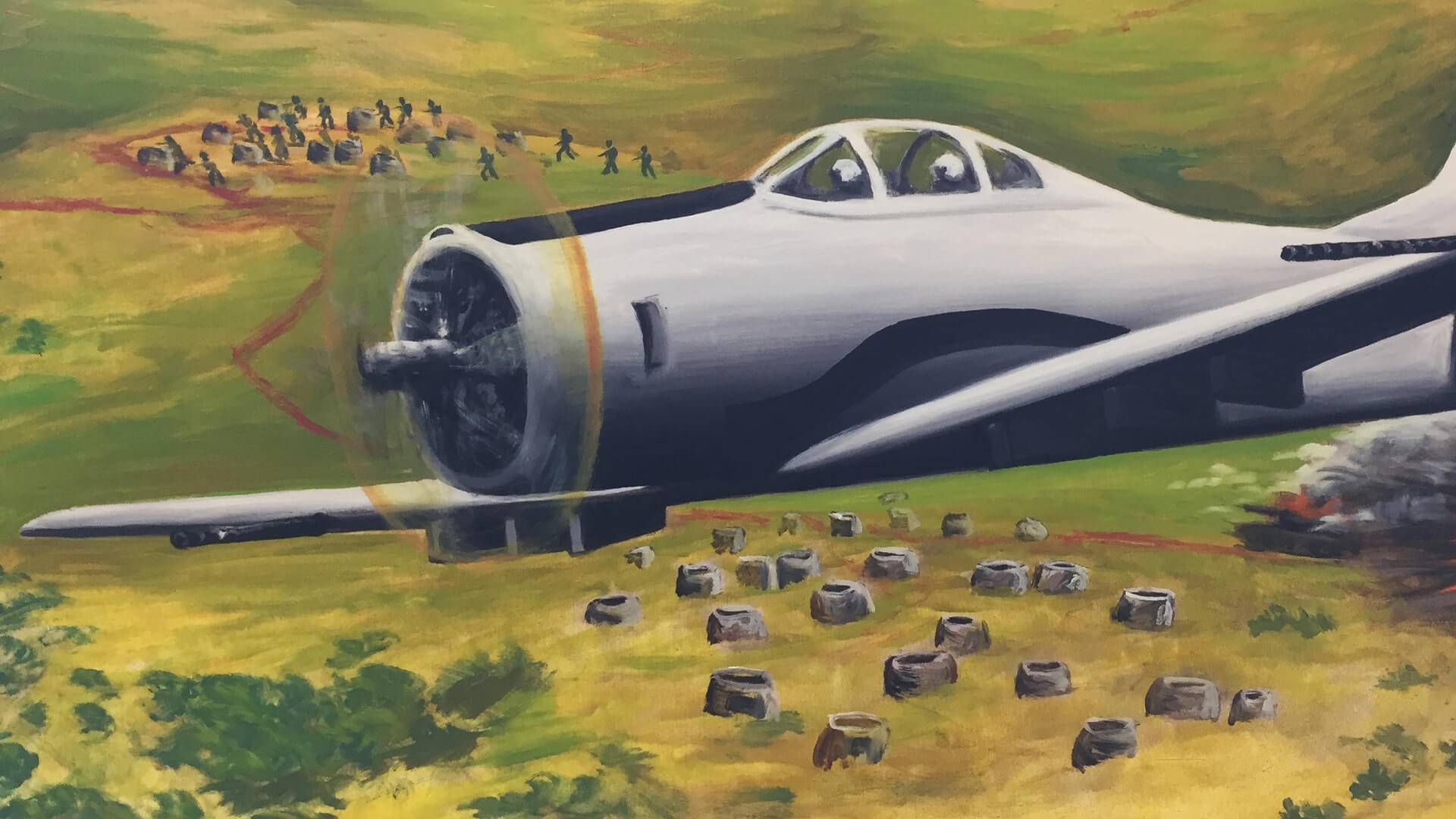 Painting of a T-28 bomber plane