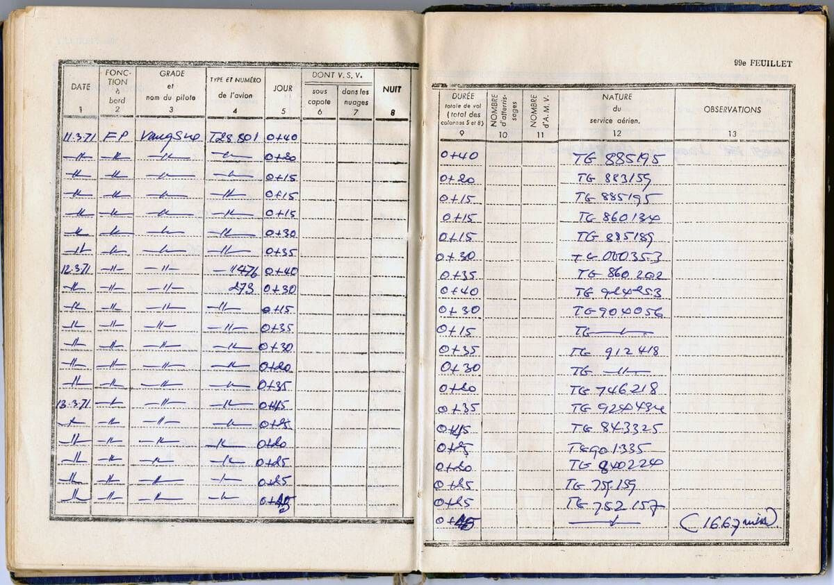 Detailed flight log