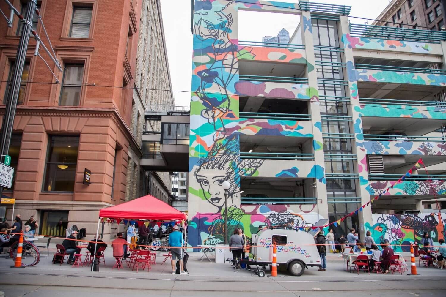 4th Street Block Party, celebrating the unveiling of Flows of Interconnected Motifs Mural. Photo: Nkauj Shoua Vang