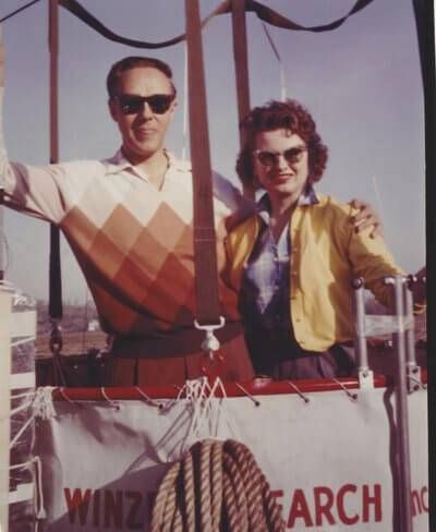 In 1957, Otto and Vera Winzen announced their plans to attempt a record-setting cross-country balloon trip along with two researchers from the Winzen firm. Bad weather grounded the journey, however..