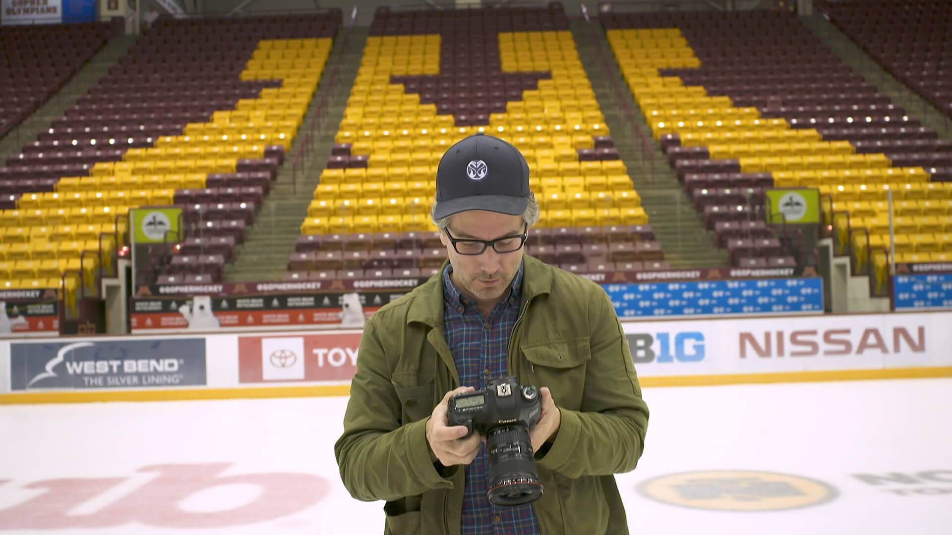 Matthew Jasper Photographing 3M Arena at Mariucci, U of M