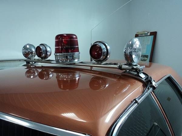 One of the bent antennas on Johnson's patrol vehicle. Photo courtesy of Marshall County Historical Society.