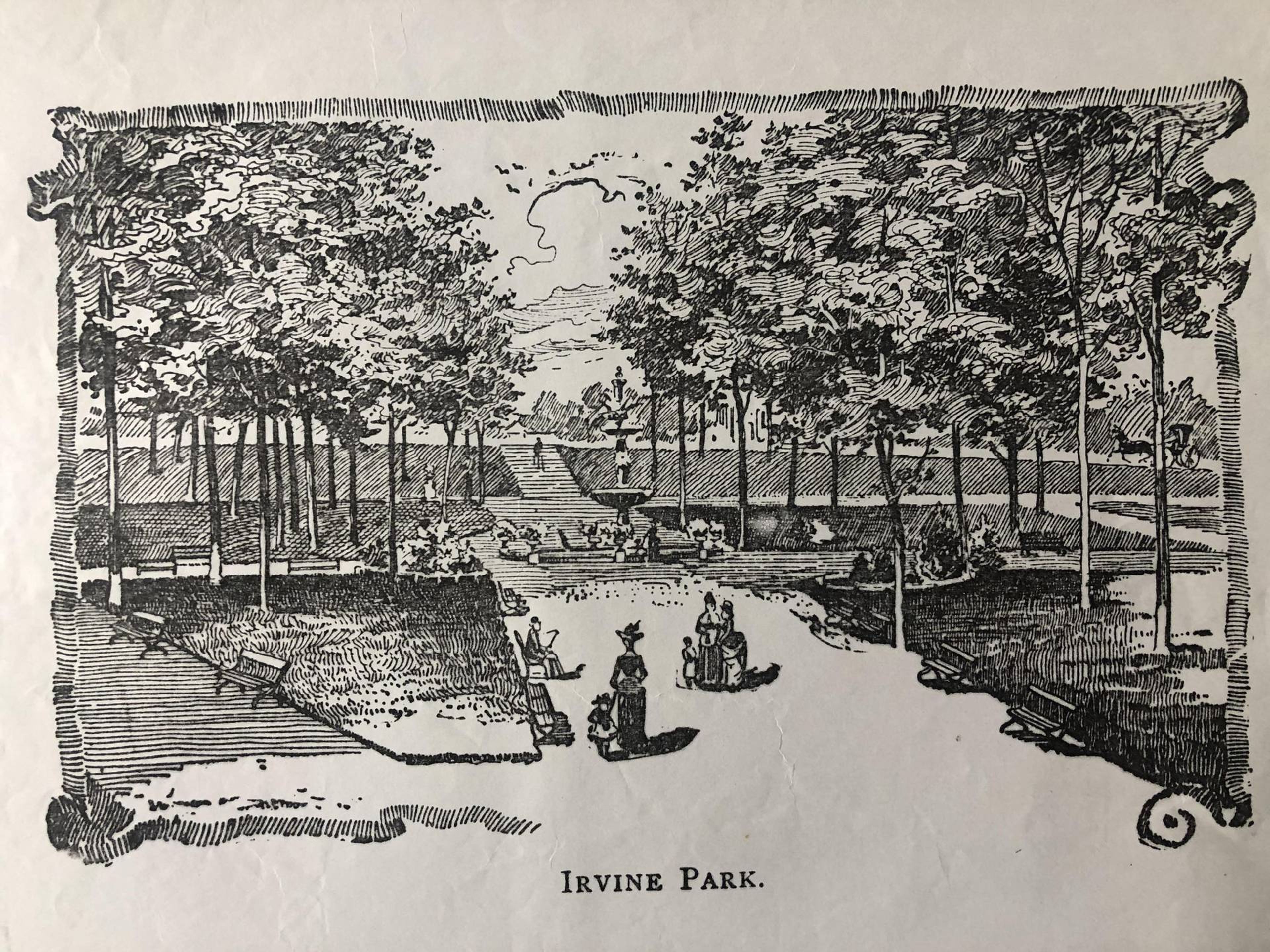 Historic sketch of Irvine Park.