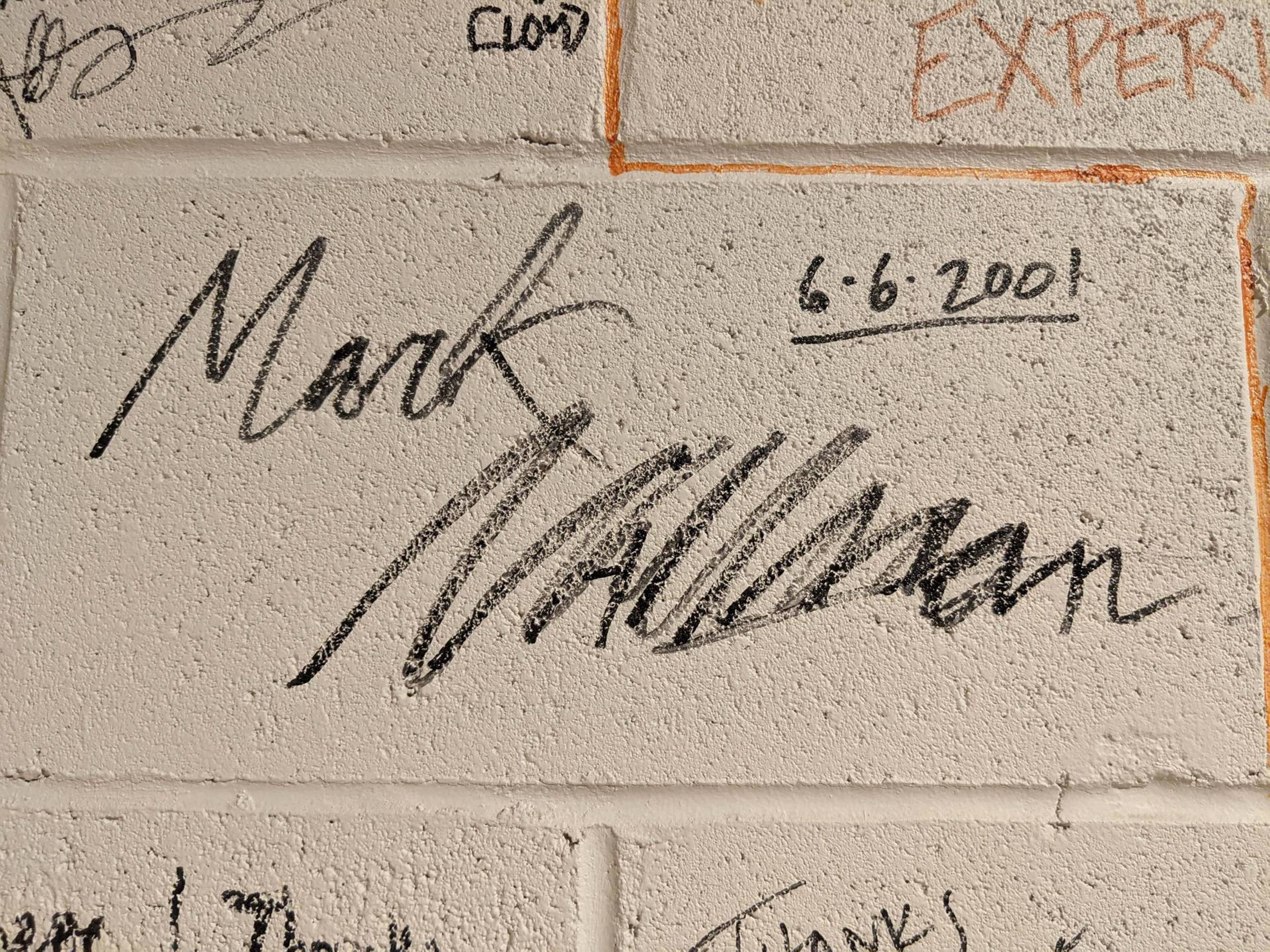 Mark Mallmaln's signature on the wall at Twin Cities PBS in St. Paul