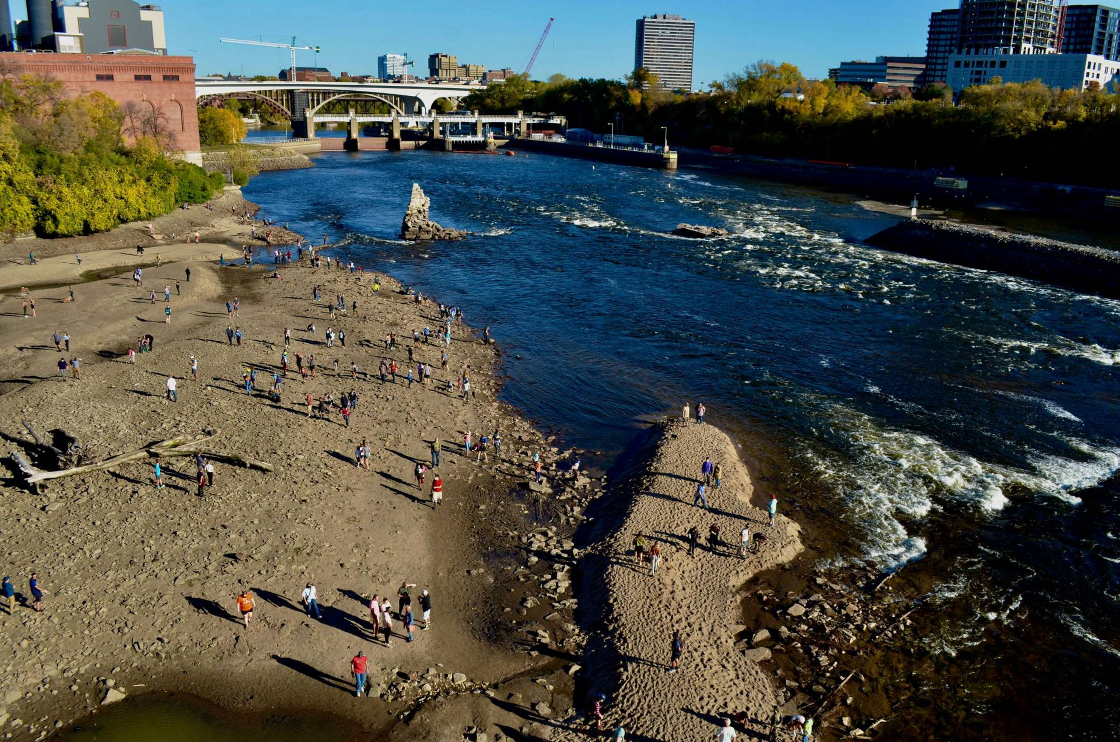 Looking downriver from the Stone Arch Bridge in Minneapolis