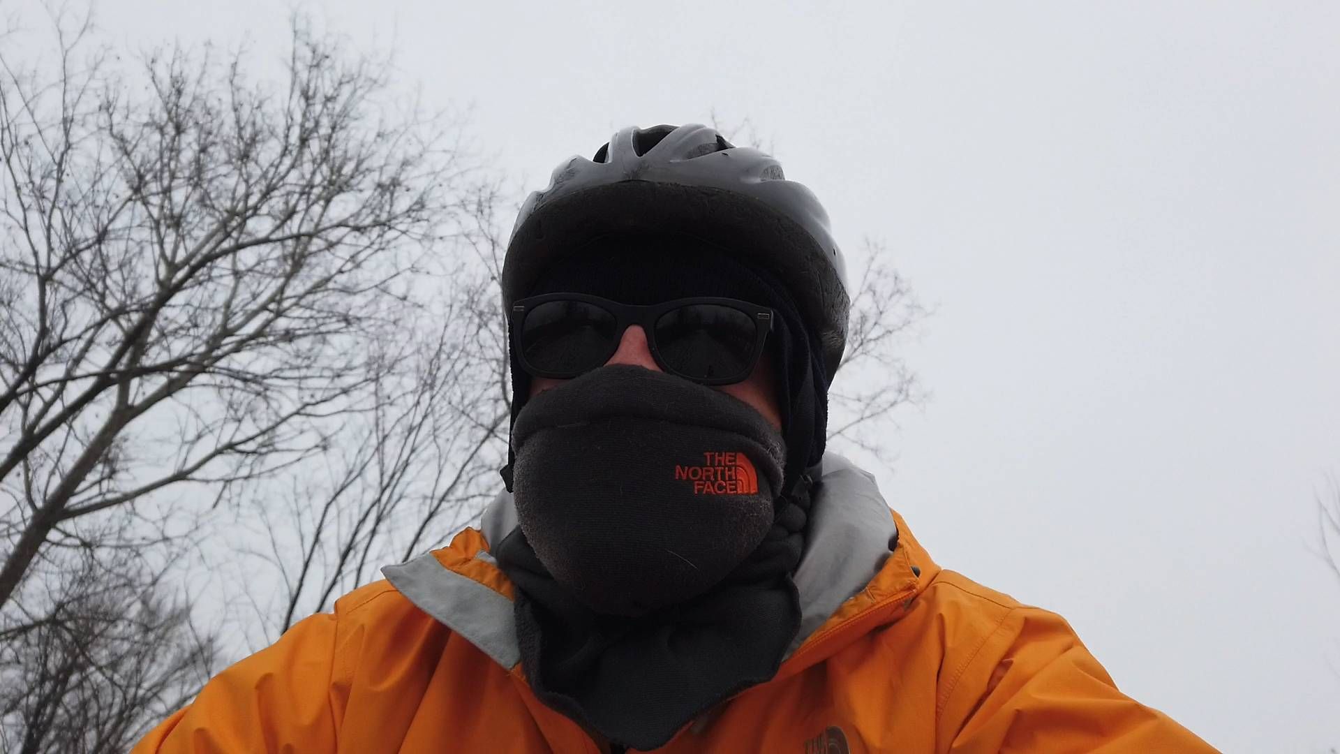 Bike rider with a facemask