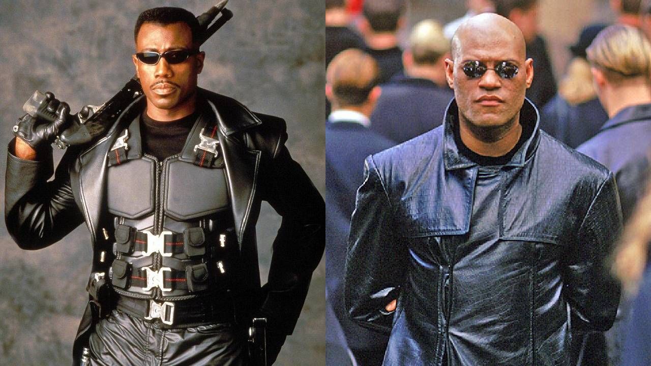Wesley Snipes in Blade and Laurence Fishburne in The Matrix.