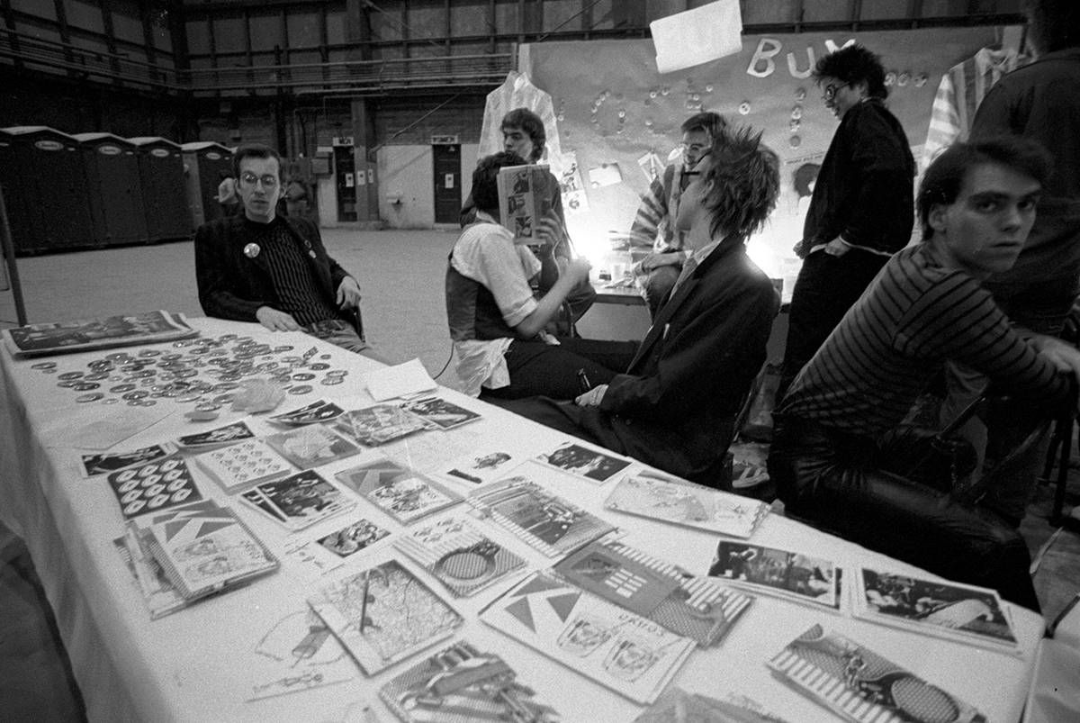 Merch table at M-80. Photo by Mike Barich.