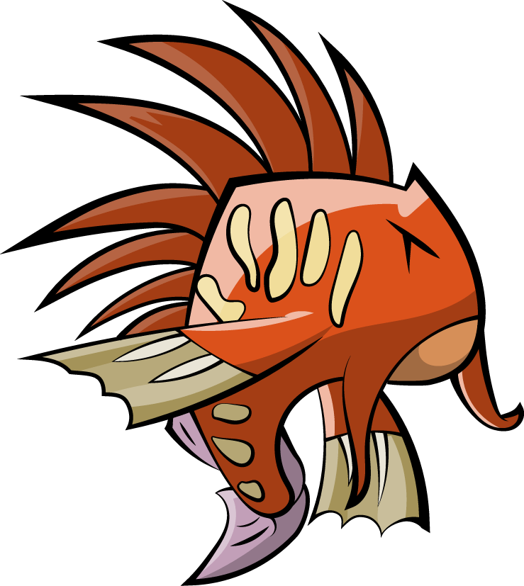 Fish illustration that appears as a character in the game Fingeance. Video Games pbs rewire
