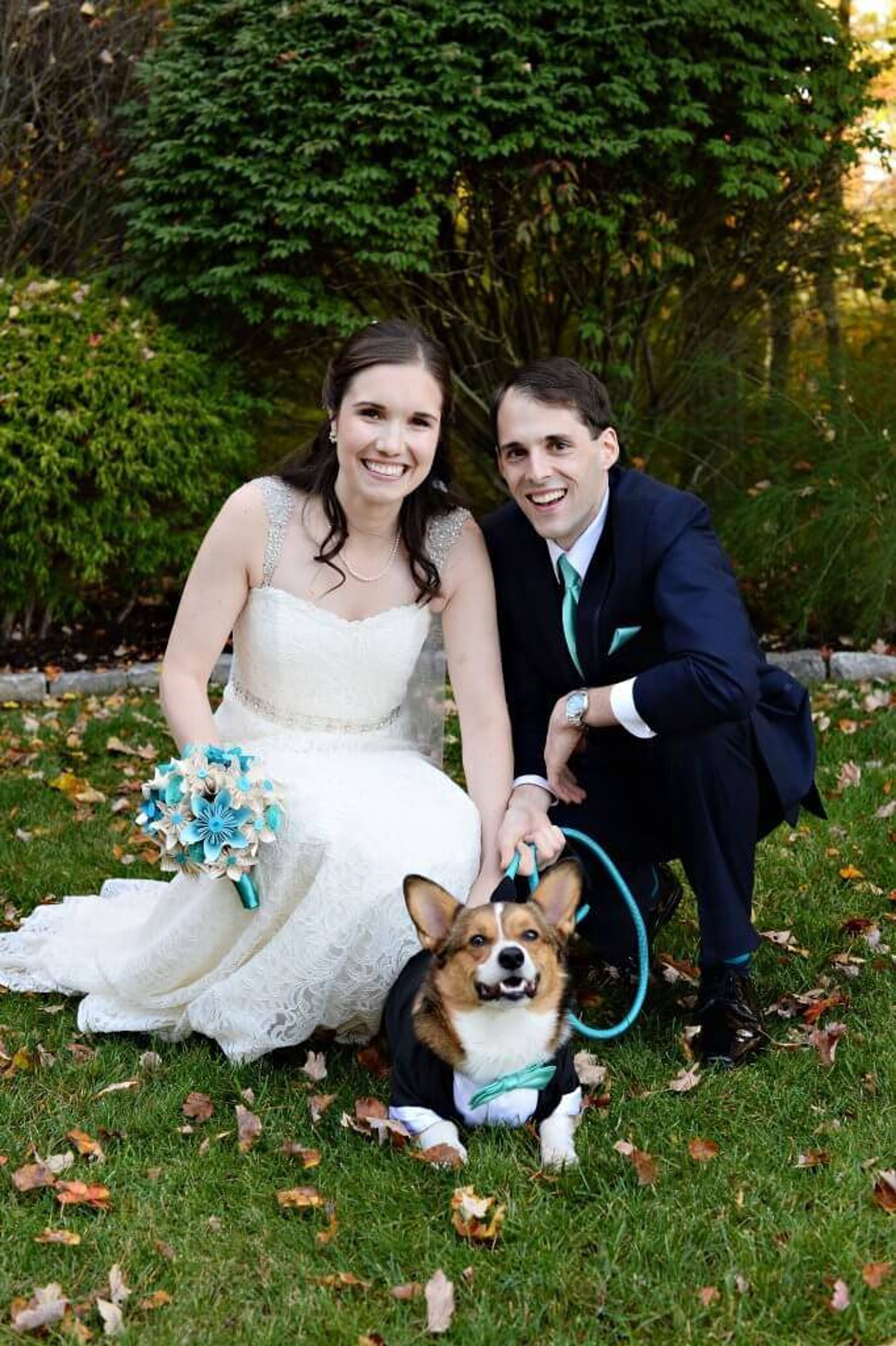 Chrisanne Grise poses with her husband and her dog during her Oct. 2016 wedding. Dog of Honor pbs rewire